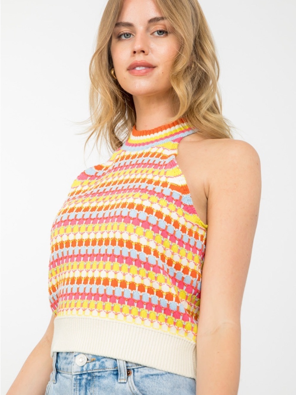 Anthropologie THML Colorful Knit Halter Tank Top - Multicolor